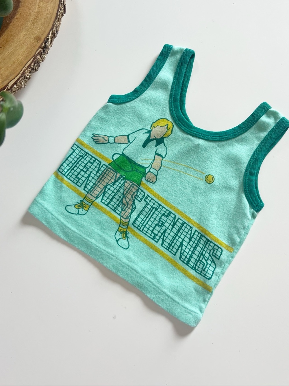 Vintage Kids Green Ringer Tennis Tank Top | 2/3